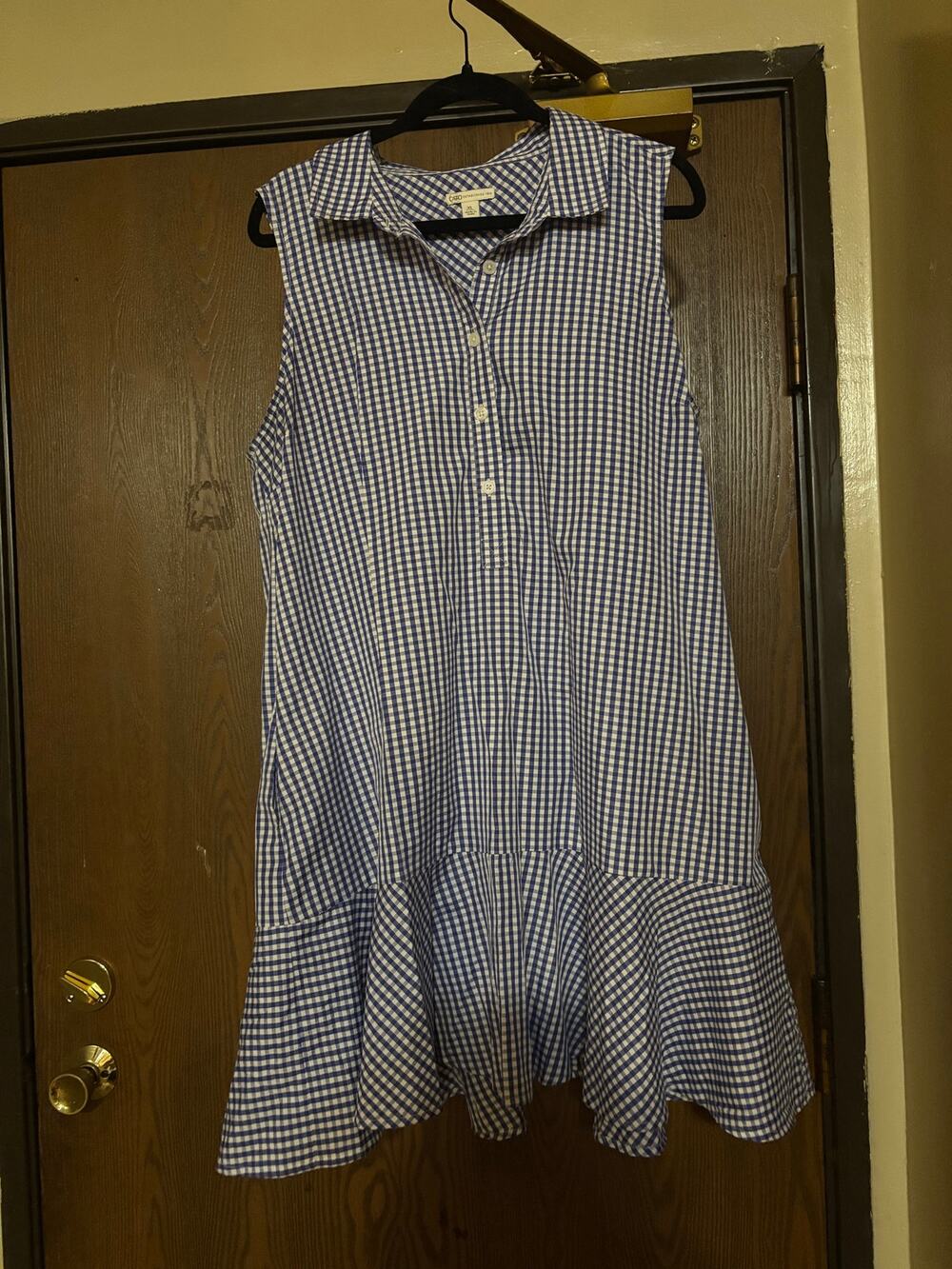Blue/ White Gingham Fall Preppy Twee Cottagecore Button-Down Midi Dress
